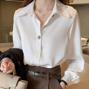[에이치플러스몰]깔끔한 흰색 블라우스 직장인 여성 화이트 기본셔츠