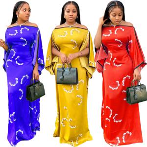 아프리카 여성 반팔 폴리에스터 프린트 롱 드레스, 맥시 드레스, 아프리카 드레스, 2022 여름 패션 스타일