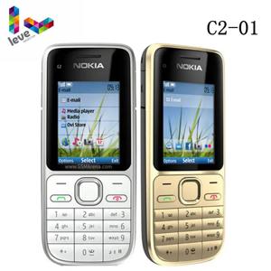 중고 노키아 C2 C2-01 GSM 휴대폰, 영어 및 히브리어 키보드 지지대, 단추 잠금 해제 로고, 2G, 3G 핸드폰