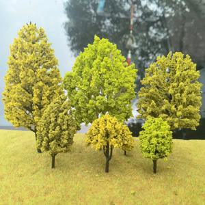 미니어처 시뮬레이션 모델 나무 시든 노란 나무 가루 디오라마 가을 나무 모델, 필드 풍경 기차 철도 레이아웃, 100 개