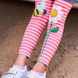 리틀 메이븐 2024 소녀 레깅스, 100% 코튼 바지, 편안한 바지, 어린이 타이츠, 사랑스러운 옷, 벌과 꽃