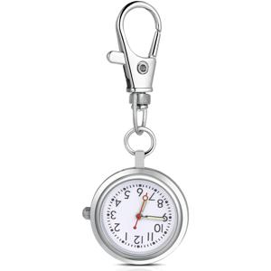 클리핑 온 포켓 시계, 간호사 테이블 시계, 의사용 펜던트, 초 키체인 포함, 소형