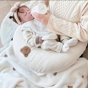 아이 베개 문 모양 분리형 잠자는 어린이 머리 받침 신생아 아기 곰 디자인 장식 모유 수유 베개