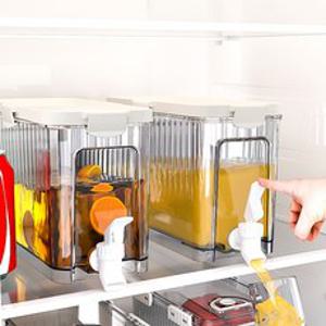 VKKN 냉장고물통 냉장고음료정수통 수도꼭지물통 수도꼭지물병 음료수통 가정용 대용량 투명하다, 1개, 3.9L