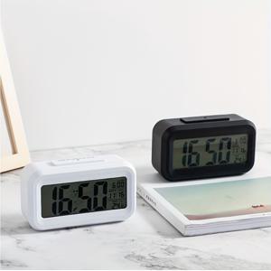 현대적인 플라스틱 스마트 디지털 알람 시계, 야간 조명 및 온도 표시 기능, 배터리 구동, 침실, 집 및 사무실 장식용 소형 책상 시계