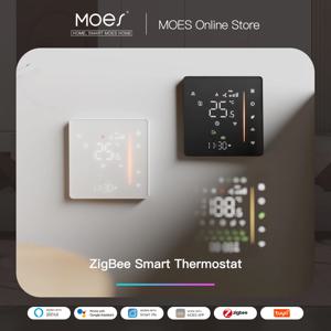 MOES Zigbee 온도 조절기, 물/전기 바닥 난방 가스 보일러 습도, 실내 온도 컨트롤러, Tuya Alex 5A16A 작동
