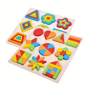 몬테소리 교육 어린이 기하학적 모델링 인지 매칭 보드, 디지털 계몽 균등하게 나눠진 학습 퍼즐 나무 조기 교육 장난감