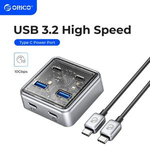 ORICO 금속 소재 USB 허브 분배기, 모든 맥북 맥 미니용, USB A 포트 2 개, USB C 포트 2 개, USB3.2, 10Gbps