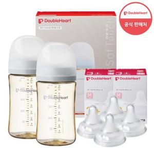 [더블하트] 3세대 240ml 모먼트 트윈팩(젖병2개) + 젖꼭지 4개