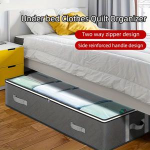 TEMU 손잡이가있는 Underbed Clothes Quilt Organizer, 부직포 Clear Clothes Quilt Storage Box, 경량 Underbed Organizer