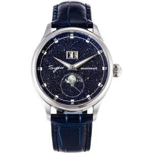 Sugess MoonPhase Master 41mm SU2528STRA V3 블루골드 스톤 다이얼 ST2528 자동 Mechanical 남성 손목시계