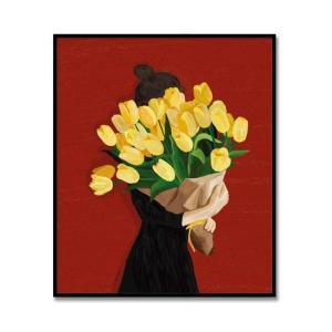 Woman with tulips - 진순 작가 인테리어 꽃 그림 액자