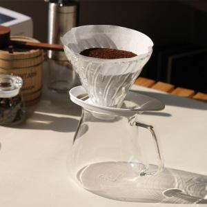 하리오 V60 글라스 드리퍼 핸드드립세트 1-4인 화이트