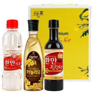 롯데 프리미엄 오일세트(3종) 카놀라유500ml+환만식초500ml+환만간장480ml