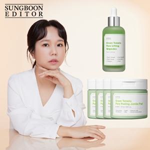 [성분에디터]그린토마토 모공패드 180ml 4개+그린토마토 앰플 75ml