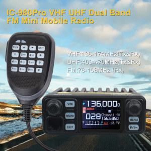 히로야스 무전기 워키토키 IC 980Pro VHF UHF 듀얼 밴드 워치 소음 감소 미니 FM 복스 스크램블러 모바일 라디오 25W 200Ch