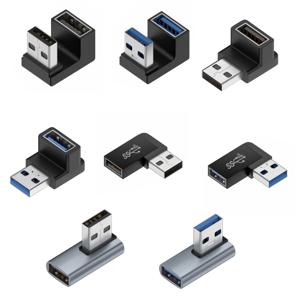 90 도 USB 3.0 숫놈 암놈 연결 직각 연장 어댑터 USB 위쪽 L자 어댑터 10Gbps 노트북 컴퓨터용 커넥터 컨버터