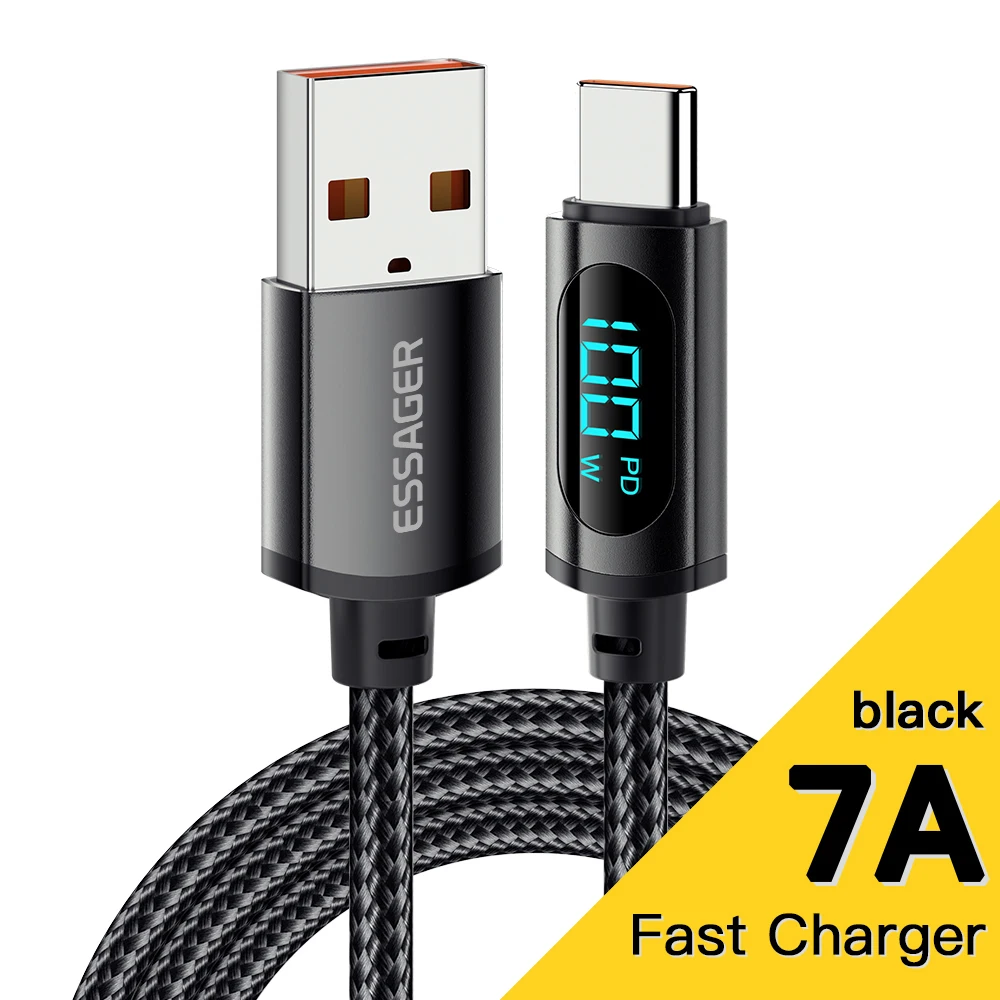 Essager PD 100W USB 타입 C 케이블-USB C 7A 고속 충전 충전기 와이어 코드 OPPO Realme 화웨이 포코 삼성 디스플레이 케이블용