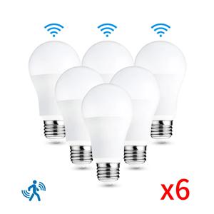 레이더 모션 센서 전구, 스마트 적외선 전구, 야간 어둠 속에서 작동, 189-265V E27 LED 램프, 6W, 9W, 12W, 15W, 18W, 20W, 6 개