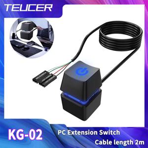 TEUCER KG-1 컴퓨터 데스크탑 스위치, LED 라이트, 마더보드 외부 시작, 전원 켜기/끄기, 가정 사무실용 단추 익스텐션 케이블, 2m