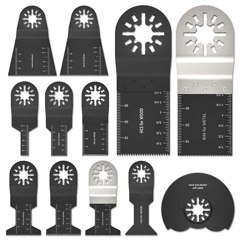 12pcs 톱 블레이드 내구성 목공 진동 액세서리 폐쇄 구멍 합동 전원 도구 진동 톱날