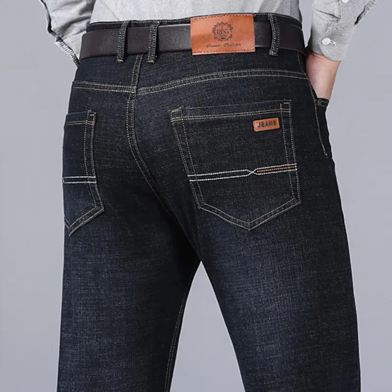 뉴 남성 클래식 청바지 Jean Homme Pantalones Hombre Men Mannen 소프트 블랙 바이커 Masculino 데님 오버홀 망 바지 크기 32-38