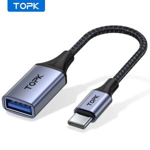 TOPK USB C-USB A 어댑터, OTG 케이블, C타입 수-USB 2.0 암 케이블, 맥북 프로 삼성용