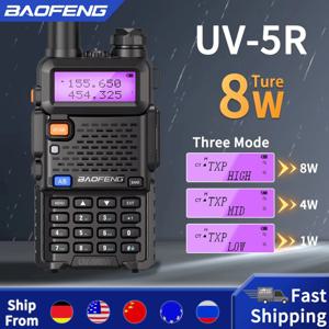 Baofeng 워키토키, 듀얼 밴드 햄 양방향 라디오, VHF UHF FM 라디오, 휴대용 트랜시버, 장거리 사냥, UV 5R, 5W, 8W