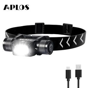 APLOS 충전식 LED 미니 헤드램프, 18650 손전등, 1500lm 180 ° 회전 베이스, 적색 조명 모드, 강한 조명 헤드라이트