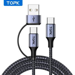 TOPK 60W PD 고속 충전기 케이블, USB C to USB C 타입 케이블, 맥북 프로 USB C PD 케이블, 삼성에 적합한 샤오미 고속 충전