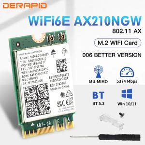 데스크탑 및 노트북용 무선 어댑터, 와이파이 6E, AX210NGW, NGFF, 블루투스 5.3, 와이파이 6, 5374Mbps, 2.4G, 5G, 6GHz, 802.11AX, Win10, 11 용