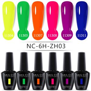 NAILCO 반영구 UV LED 젤 네일 광택제 키트, 네일 래커 베이스 탑 젤, 네일 아트 바니시, 15ml, 6 개/세트