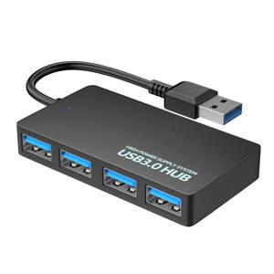 휴대용 USB 허브 컴팩트, 4 포트 USB 3.0 허브 분배기 어댑터, 맥 노트북 PC 데스크탑 블랙, 5Gbps