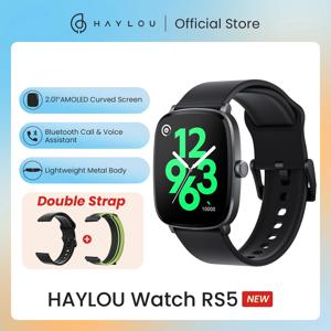 HAYLOU Watch RS5 스마트워치, AMOLED HD 디스플레이, 블루투스 통화, 스포츠 음성 보조, 혈당 및 더블 스트랩, 2.01 인치