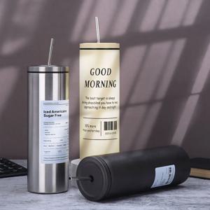 커피 컵 Thermos 304 스테인리스강 이중 냉각 빨대 컵 휴대용 재사용 가능한 즉석 얼음 미국 커피 머그컵 물병