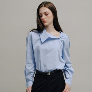 NESIS unbalance slant shirt_BLUE STRIPE