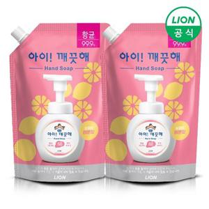 [라이온] 아이깨끗해 핸드워시 스파우트 리필 600ml x 2개 (순/레몬 택1)