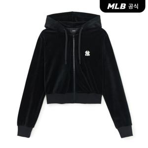 [MLB] 여성 베이직 벨벳 크롭 후드집업 NY (Black)