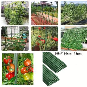 TEMU 36/48/60인치 녹색 식물 지주 세트, 금속 토마토 지주 지지대, 화분 식물을 위한 정원 식물 지지대, 토마토, 나무, 오이, 울타리, 콩
