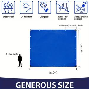 TEMU 고성능 방수 타프, 다목적 블루 타프 - 야외 보호, 자외선 차단 및 내후성 커버 - 캠핑, 농업, 파티오, 겨울 낙엽, 보트, RV 및 수영장에 사용 가능 - 다양한 크기 제공