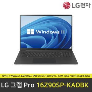 LG 그램 프로 16Z90SP-KAOBK 노트북 / RAM 16GB / NVMe SSD 512GB