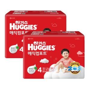 '하기스 매직컴포트 밴드 기저귀 4단계 공용 대형 60p X2'