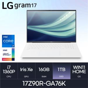 HMC / LG전자 그램17 / 17Z90R-GA76K (D5 RAM 16GB / NVMe 1TB / WIN11H) / i7-1360P / 화이트 / 350nit