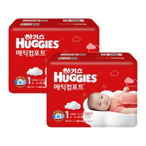 '하기스 매직컴포트 밴드 기저귀 1단계 공용 신생아 64p X2'