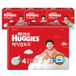 '하기스 매직컴포트 밴드 기저귀 4단계 공용 대형 60p X4'