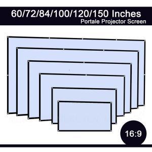 16:9 휴대용 경량 프로젝터 스크린 주름 없음 집 야외 전면 커튼 원단 60 인치 72 100