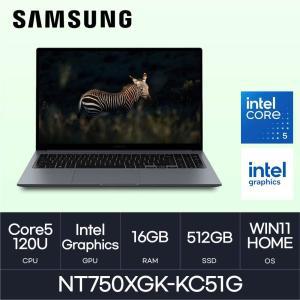 HMC / 삼성전자 갤럭시북4 / NT750XGK-KC51G (D4 RAM 16GB / NVMe 512GB / WIN11H) / 코어5-120U