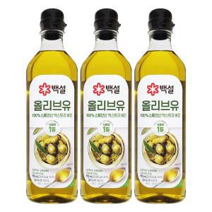 백설 식용유 압착 올리브유 900mL x 3개