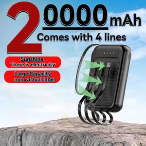 4 선 태양광 보조배터리 20000mAh 고속 충전 컴팩트 및 대용량 아이폰 및 안드로이드 휴대폰에 적합