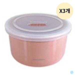 블루마마 도자기 이유식용기 밀폐용기 400ml 핑크 X3